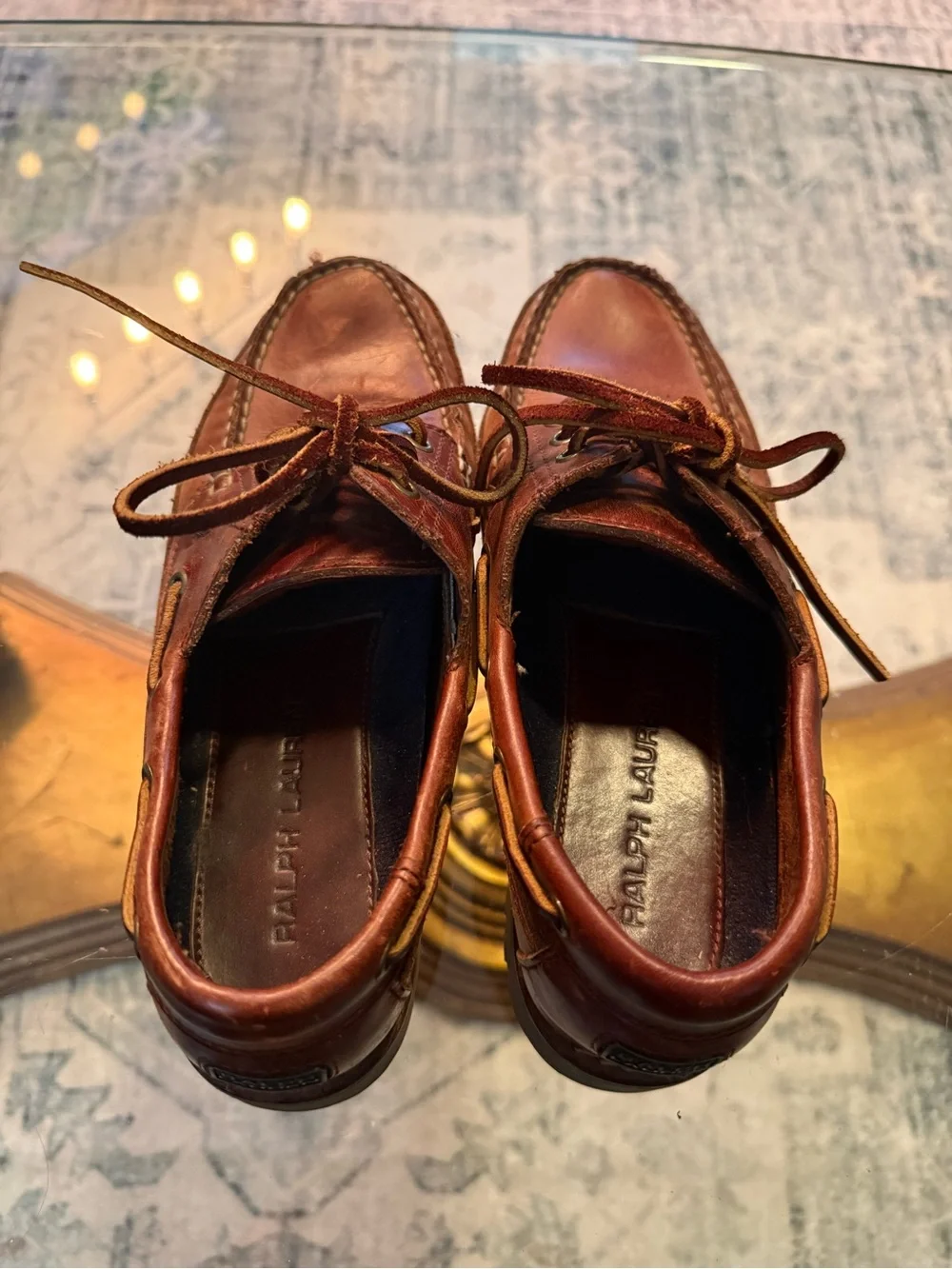 Ralph‎ Lauren Ranger Brown Leather Lug-Soled Boat Shoes Moc-Toe Ivy League 7.5